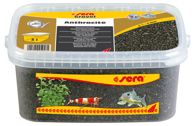 Sera Gravel Anthracite 1-3 mm-es antracit akváriumi aljzat 3 literes
