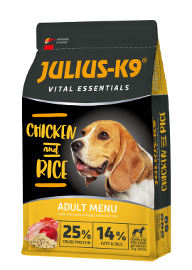 Julius-K9 Vital Essentials Adult Menu Chicken & Rice felnőtt kutyaeledel csirke & rizs 12 kg-os