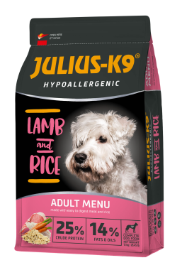 Julius-K9 Hypoallergenic Adult Menu Lamb & Rice felnőtt kutyaeledel bárány & rizs 3 kg-os