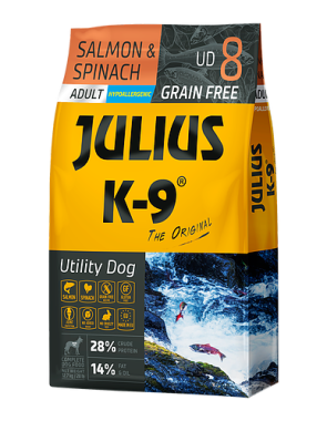 Julius-K9 Utility Dog Salmon & Spinach Adult felnőtt kutya eledel lazac & spenót 3 kg-os