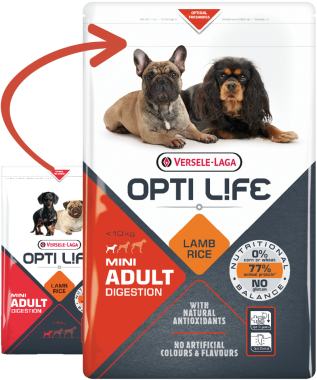 Versele-Laga OptiLife Mini Adult Digestion kistestű táplálék érzékeny kutya eledel 2,5 kg-os