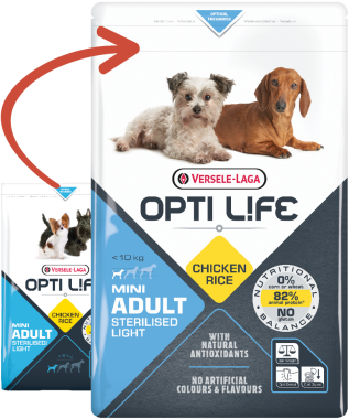 Versele-Laga OptiLife Mini Adult Sterilised Light kistestű ivartalanított kutya eledel 7,5 kg-os