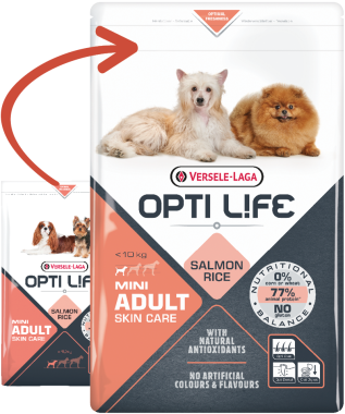 Versele-Laga OptiLife Mini Adult Skin Care kistestű bőrápoló kutya eledel 7,5 kg-os